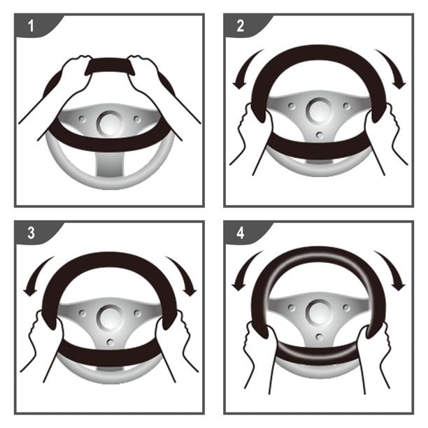 Auto Drive Black White Cow Print Faux Leather Steering Wheel Cover, Universal Fit for Sedans, SUVs