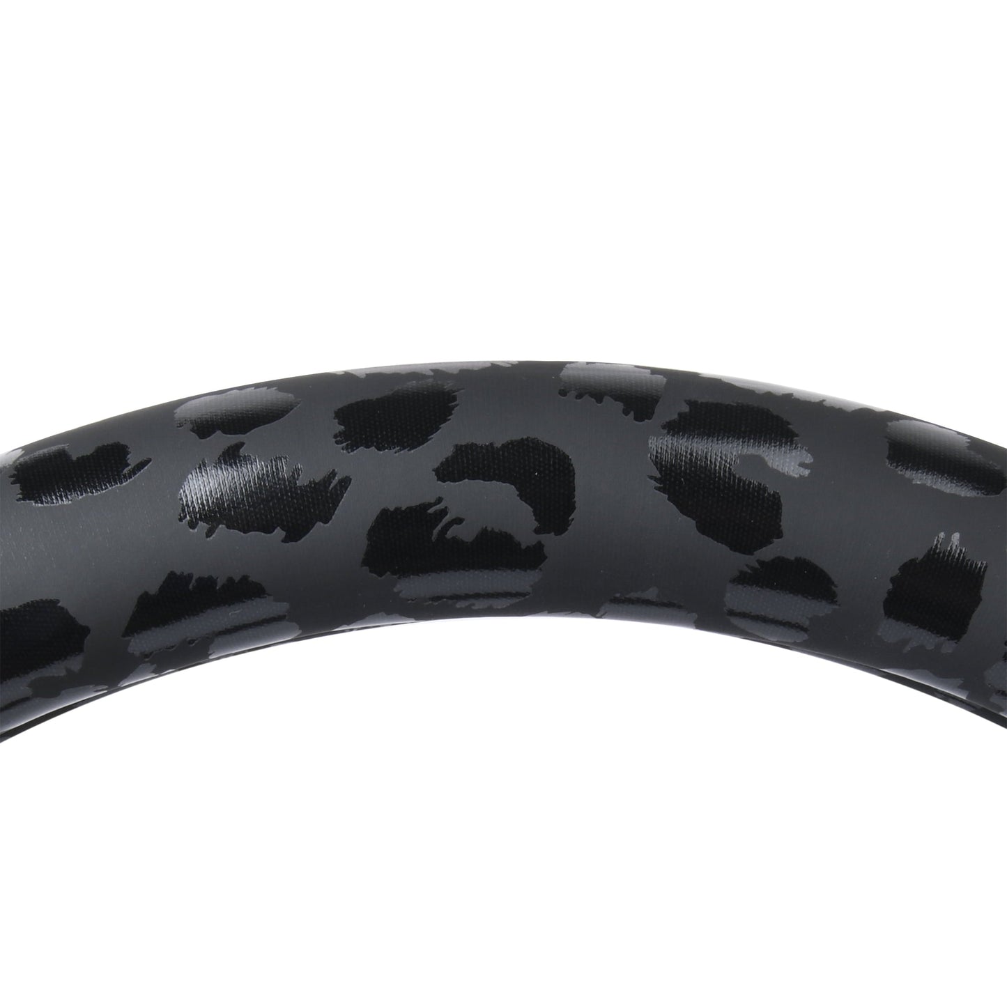 Auto Drive Black Leopard Faux Leather Steering Wheel Cover, Universal Fit for Sedans, SUVs, Set of 1