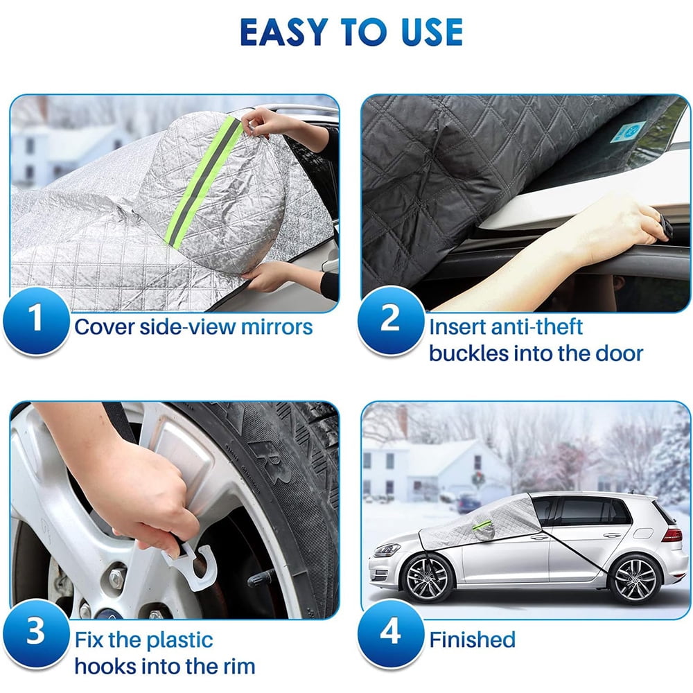 Snow and frost protection car windshield cover, front windshield protector, 60*89 inches suitable for use in autumn/winter.