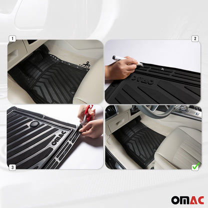 OMAC Floor Mats Liner for Car 3D All-Weather Front Rear Semi-Custom fit 4 Pcs Set Black