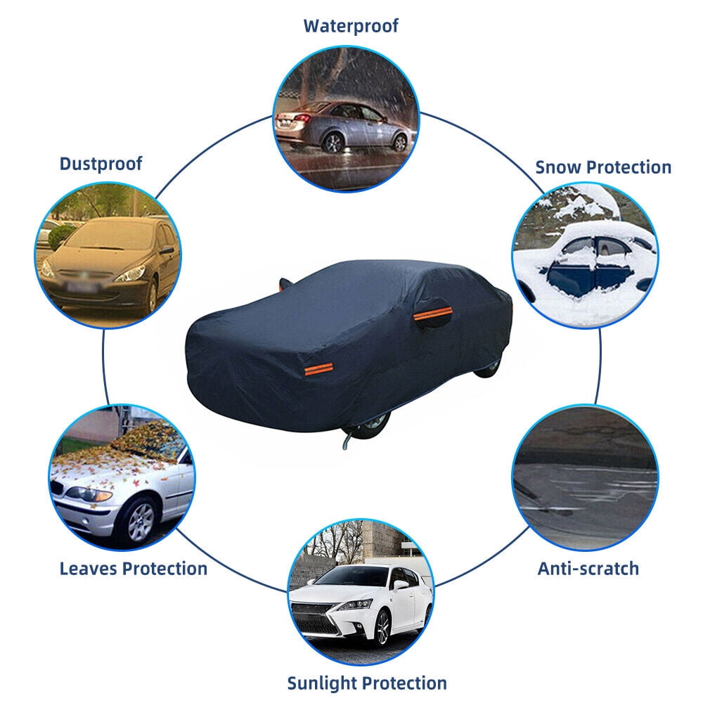 JLLOM Car Cover Heavy Duty Waterproof Full Car Cover All Weather Protection Outdoor Indoor Use UV Dustproof for Auto SUV Sedan