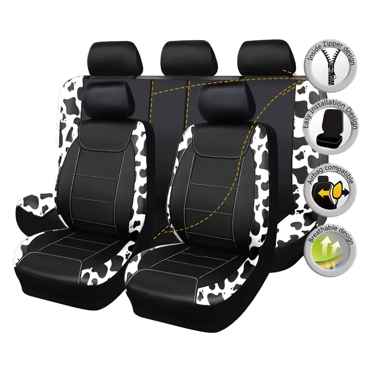 Full Set Deluxe Automotive Leather Universal Car Seat Covers Interior Covers