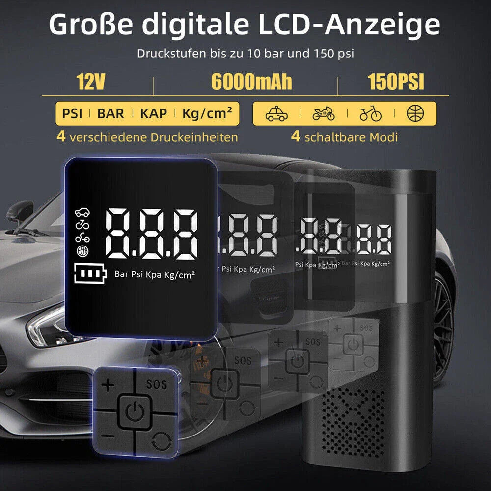 150 PSI Air Compressor Tire Inflator Fits Car Moto Bike Tires Air Pump Portable