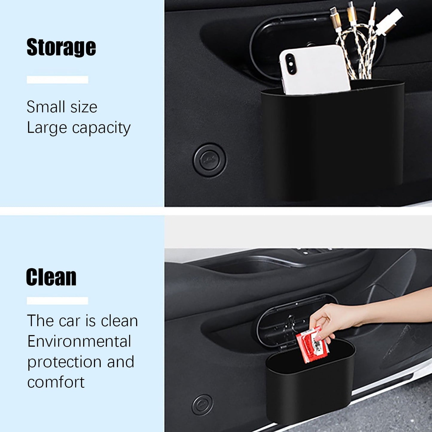 Puntoco Special Offers Clearance Car Trash Can Car Chair Back Car Door Hanging Storage Box Multi-Function Garbage Bag Black