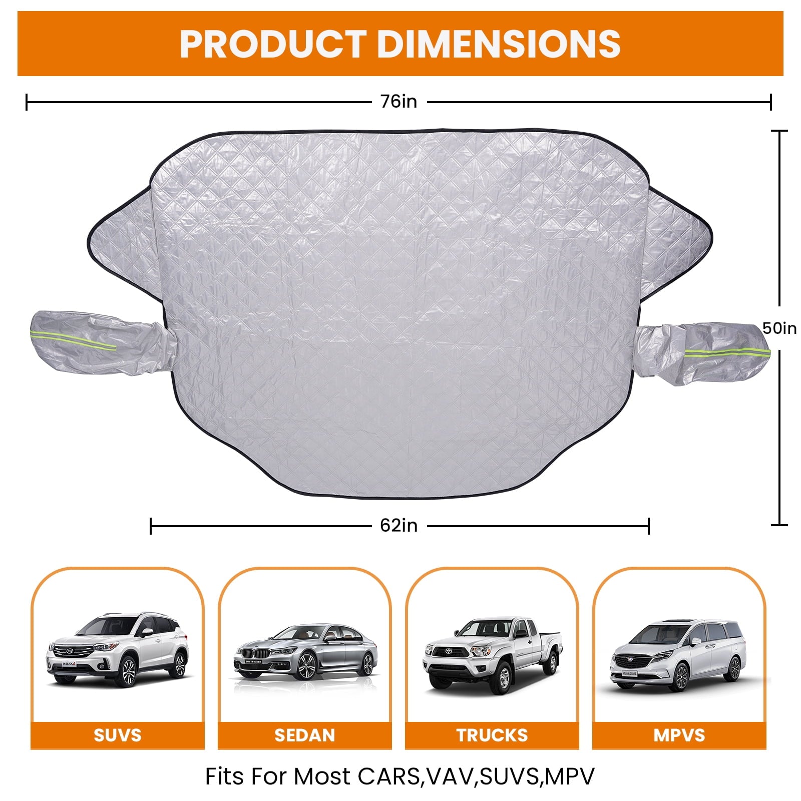 NEXPOW Car Windshield Cover, Snow Cover with Side Mirrors Cover, Windshield Shade with Magnetic Edges for Car SUV CRV Trucks