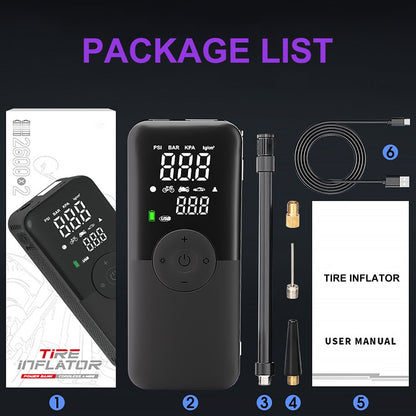 PHANCIR Cordless Tire Inflator Portable Air Compressor, 150 PSI Digital Display Multi-Function Air Pump with Automatic Shutoff & 3 Modes LED Light for Car, Motorcycles, Bicycles, Balls