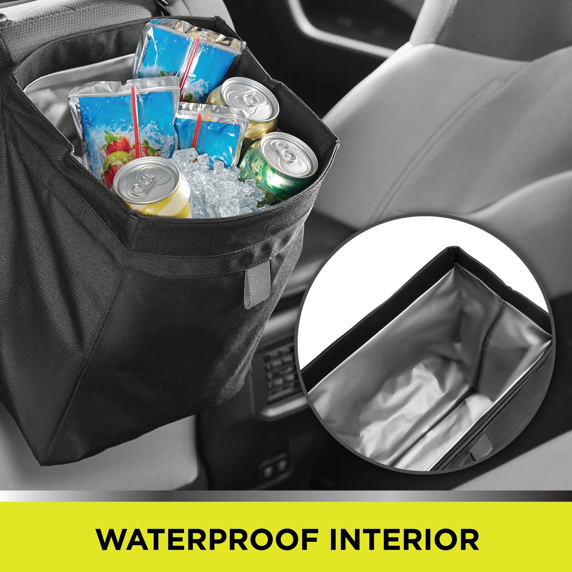 (2 pack) Auto Drive Premium Collapsible Waterproof Trash Bin Portable Auto Storage Bag Black