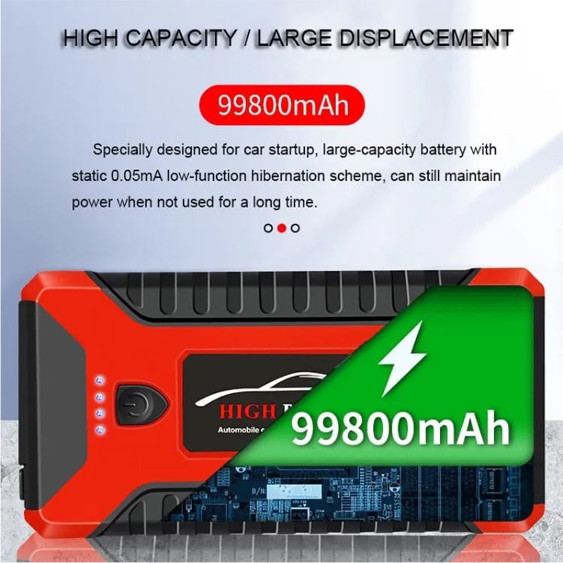 DEISNGB Car Jump Starter,Battery Jump Starter with USB Quick Charge(for All Gas or Diesel Engine) Charger Booster Powerbank Car, Portable Power Bank Charger with Built-in LED Bright Light