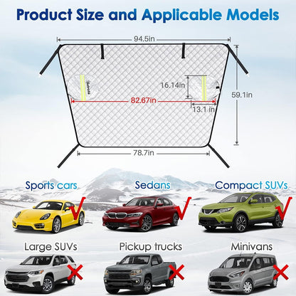 Snow and frost protection car windshield cover, front windshield protector, 60*89 inches suitable for use in autumn/winter.