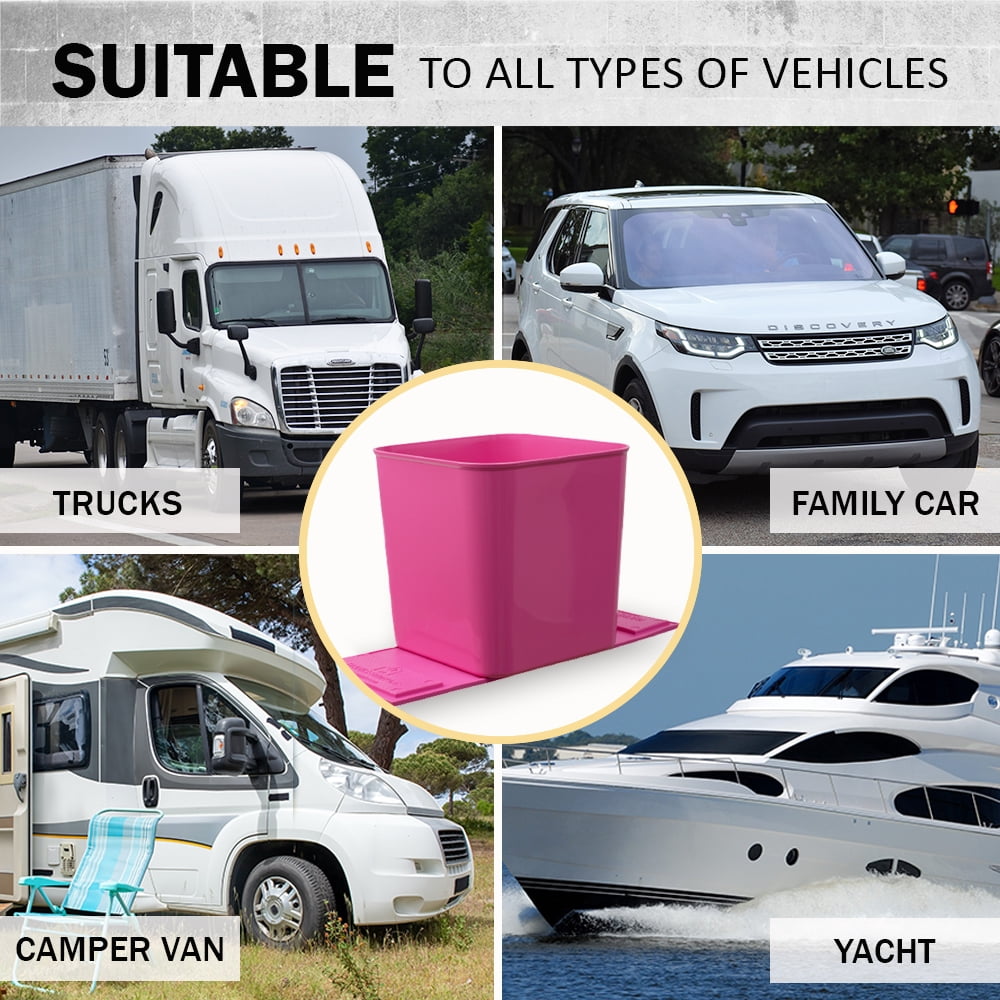 Haussimple Car Trash Can Garbage Bin Waterproof Auto Wastebasket Pink- High 7.5\", Length 7.5\"