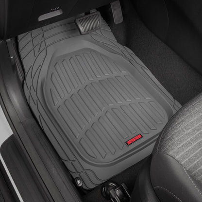 Motor Trend Original FlexTough Gray Rubber Car Floor Mats with Trunk Cargo Liner - All Weather Automotive Floor Mats, Heavy Duty Trim to Fit Design, Floor Liners for Cars Truck Van SUV