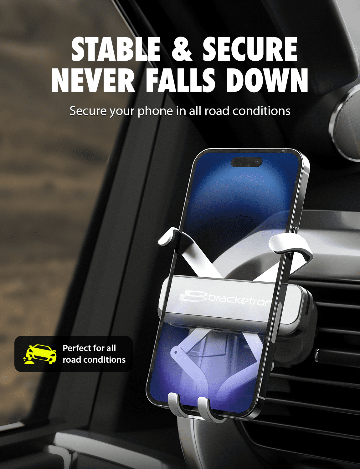 Bracketron AutoGrip Gravity Universal Car Vent Phone Mount, Hands-Free Cell Phone Holder for Car, Adjustable 360° Air Vent Mount Compatible with iPhone & Samsung