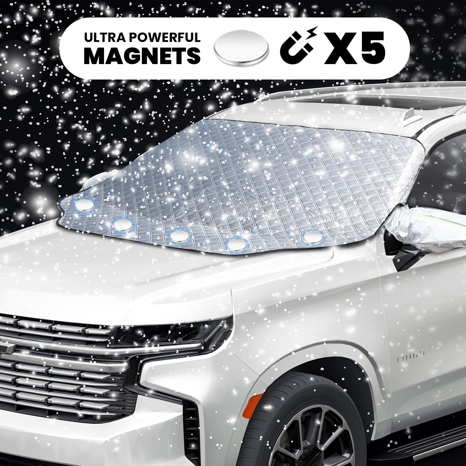 NEXPOW Car Windshield Cover, Snow Cover with Side Mirrors Cover, Windshield Shade with Magnetic Edges for Car SUV CRV Trucks