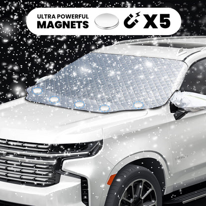 NEXPOW Car Windshield Cover, Snow Cover with Side Mirrors Cover, Windshield Shade with Magnetic Edges for Car SUV CRV Trucks