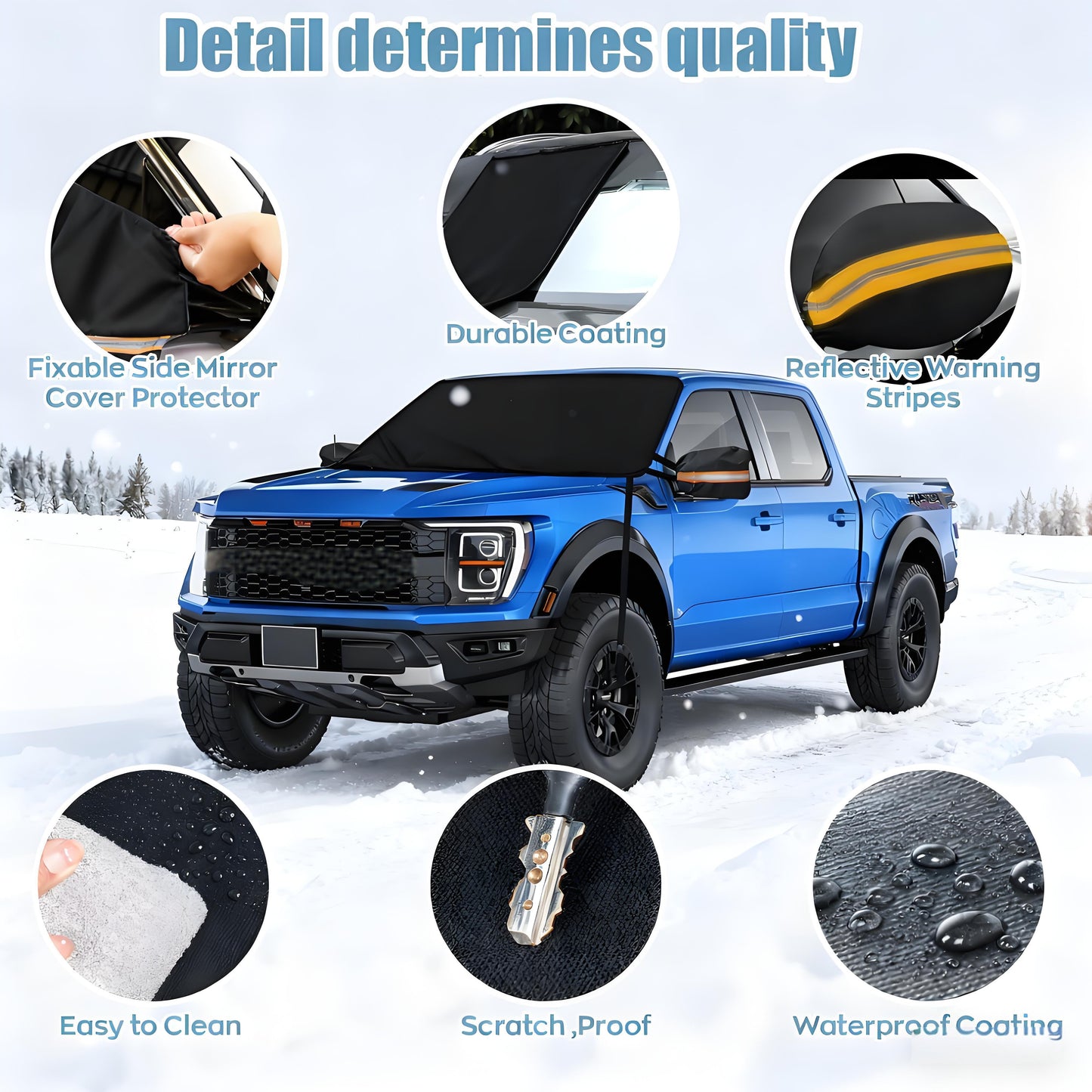 EVLIVE Winter Windshield Cover for Snow, Frost & Ice, 69x43 Inches, Perfect for cars and mid-size vehicles, Black