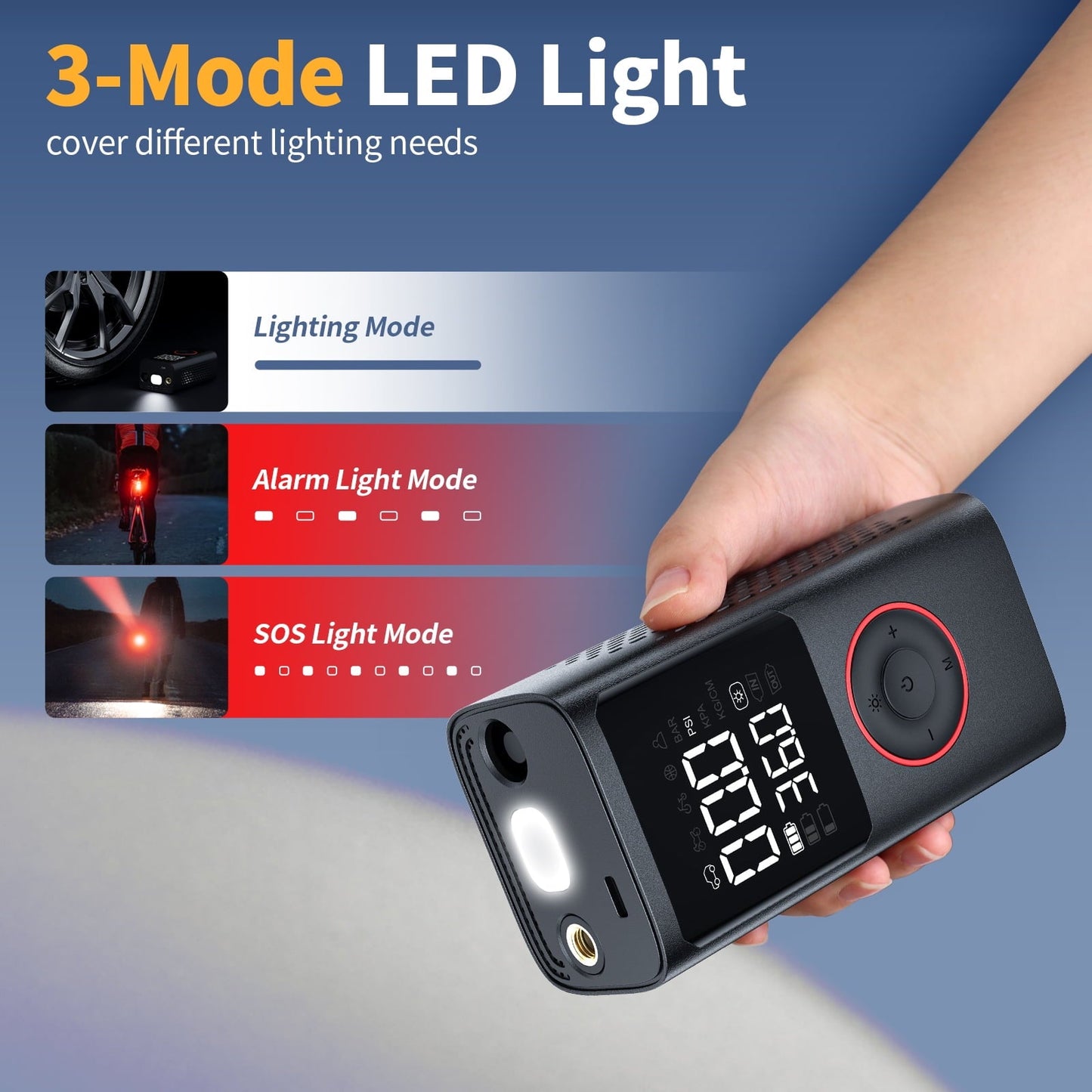 VacLife Cordless Tire Inflator Portable Air Compressor - Air Pump for Car Tires 150 Psi