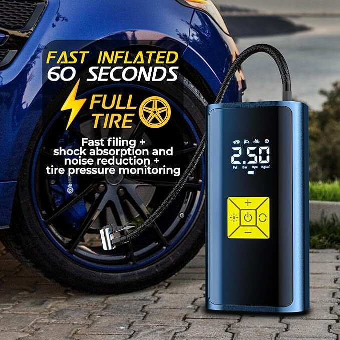 150 PSI Air Compressor Tire Inflator Fits Car Moto Bike Tires Air Pump Cordless