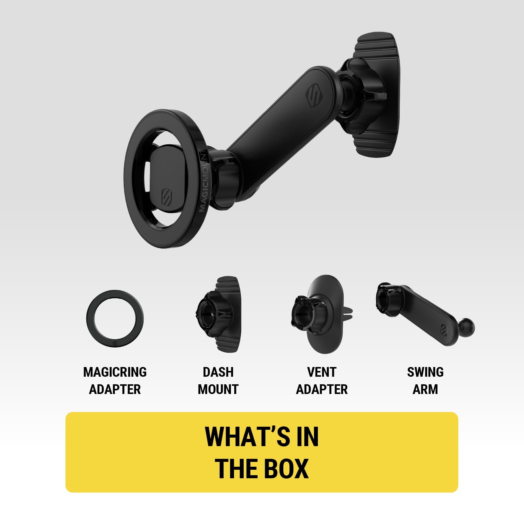 Scosche SMS1ODVR-1 MagicMount MS 5-in-1 MagSafe Car Phone Mount - Back of Screen, Dash or Vent Mount