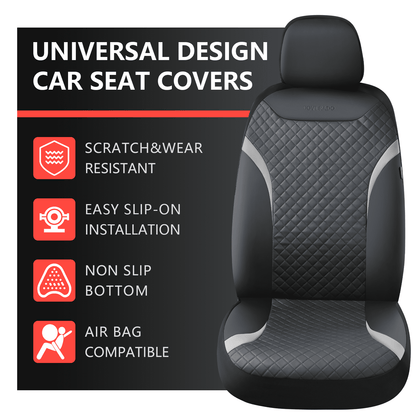 Coverado PVC&Fabric Car Seat Covers, Front and Back Car Seat Protectors, 5 Seats Universal Fit for Most Cars SUV Trucks, Black