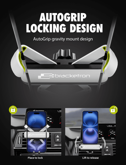 Bracketron AutoGrip Gravity Universal Car Vent Phone Mount, Hands-Free Cell Phone Holder for Car, Adjustable 360° Air Vent Mount Compatible with iPhone & Samsung