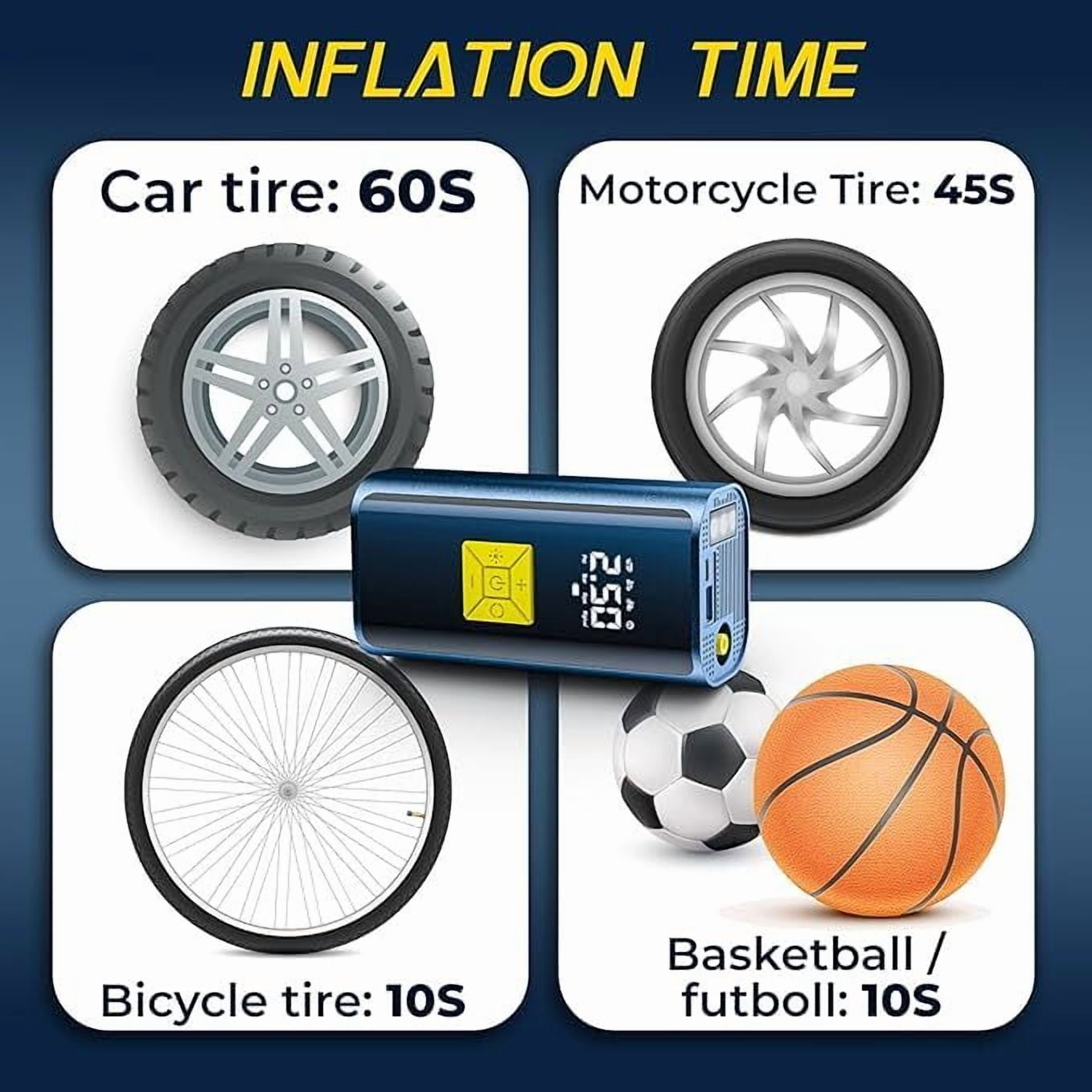 150 PSI Air Compressor Tire Inflator Fits Car Moto Bike Tires Air Pump Cordless