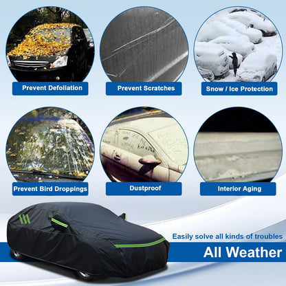 For Honda Accord Car Cover Upgraded PEVA+Cotton Outdoor Waterproof Sedan Full Cover Rain Sun Dust Snow Protection Black