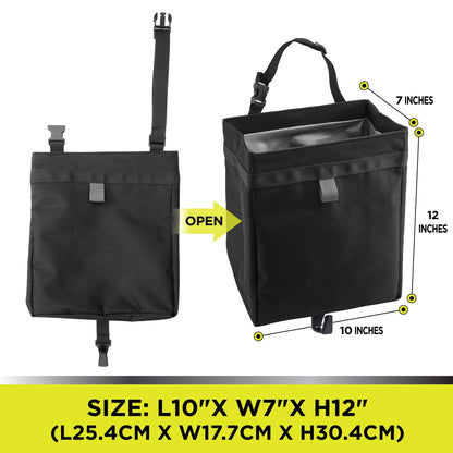 (2 pack) Auto Drive Premium Collapsible Waterproof Trash Bin Portable Auto Storage Bag Black