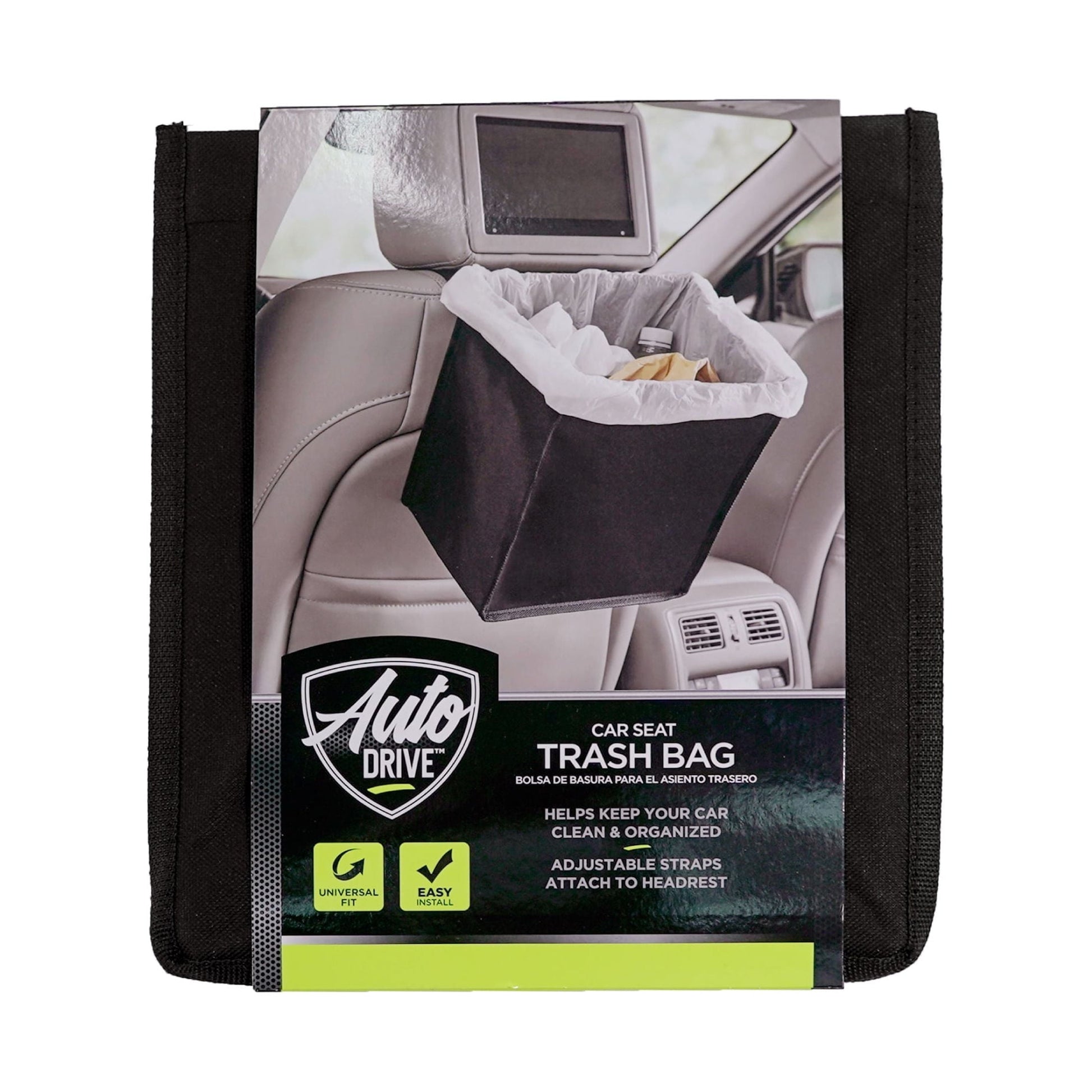 (2 pack) Auto Drive Trash Bin Collapsible Portable Auto Garbage Bag Multipurpose Car Organizer (Black)