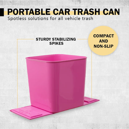 Haussimple Car Trash Can Garbage Bin Waterproof Auto Wastebasket Pink- High 7.5\", Length 7.5\"