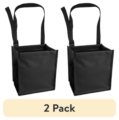(2 pack) Auto Drive Trash Bin Collapsible Portable Auto Garbage Bag Multipurpose Car Organizer (Black)
