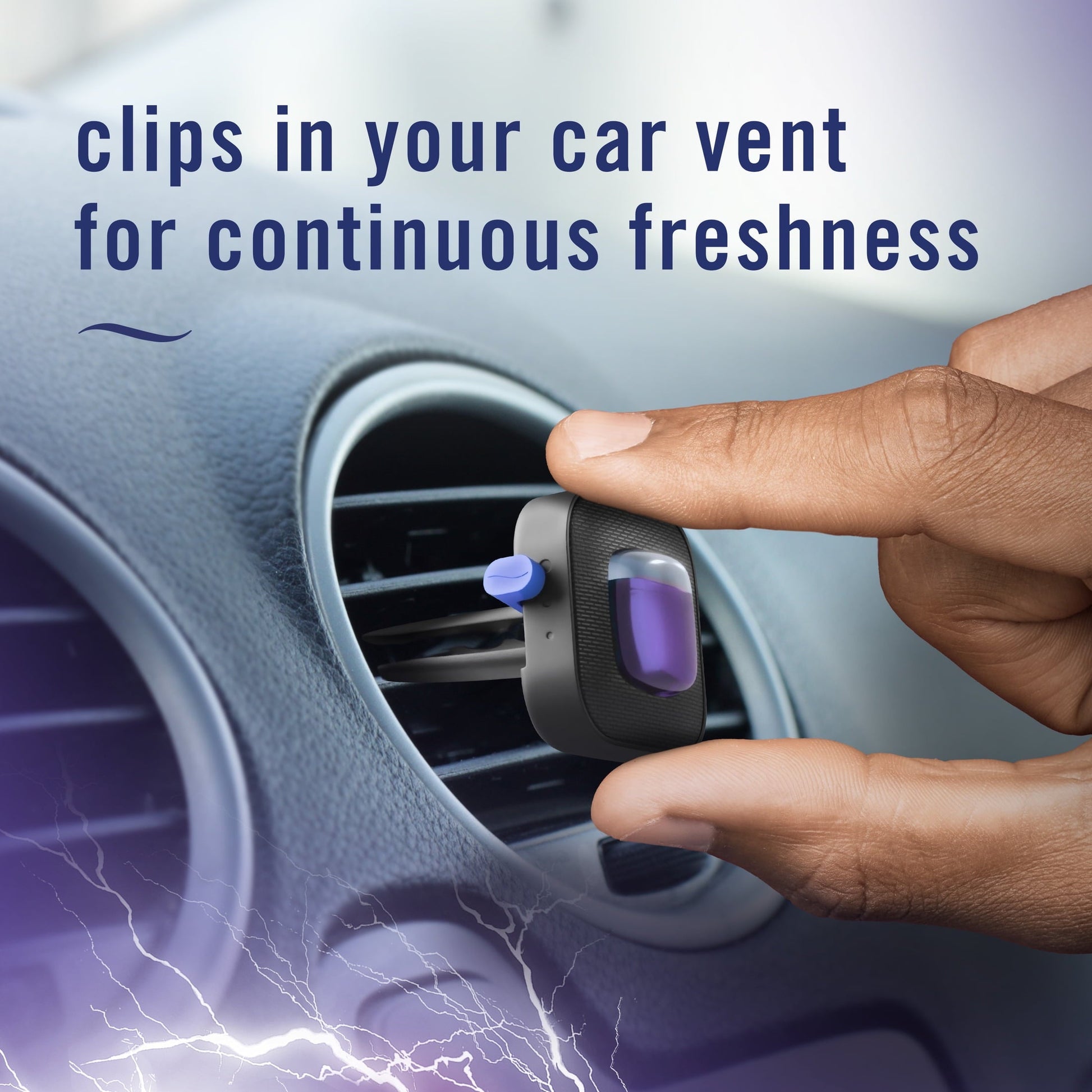 Febreze AUTO Car Air Freshener, Odor-Fighting Car Vent Clip, Midnight Storm, 2 Count