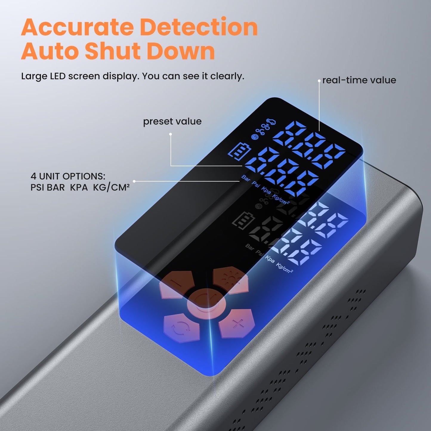 NEXPOW Tire Inflator Portable Air Compressor, 150 PSI Air Pump for Car Tires with Pressure Gauge, LED Light and Auto Shut-Off, Cordless Pump with Dual Power Supply for Cars, Bikes, Balls