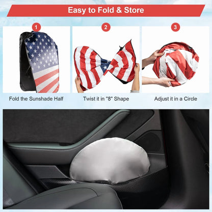 Car Sun Shade Us Flag Front Window Windshield Cover For Tesla Model 3 Y S X 2023