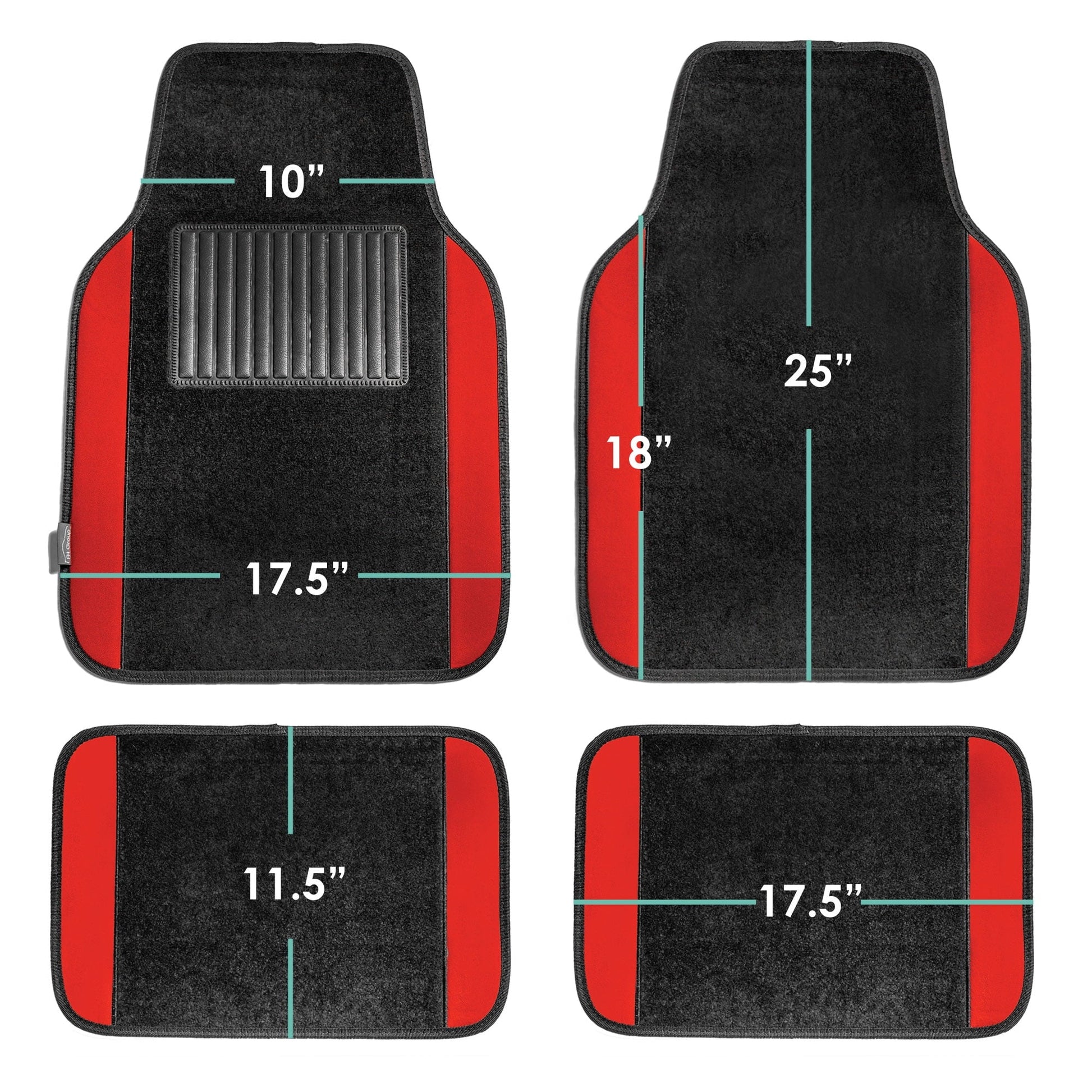 FH Group Universal Fit Premium Carpet Car Floor Mats Front & Rear Full Set - Red F14407RED