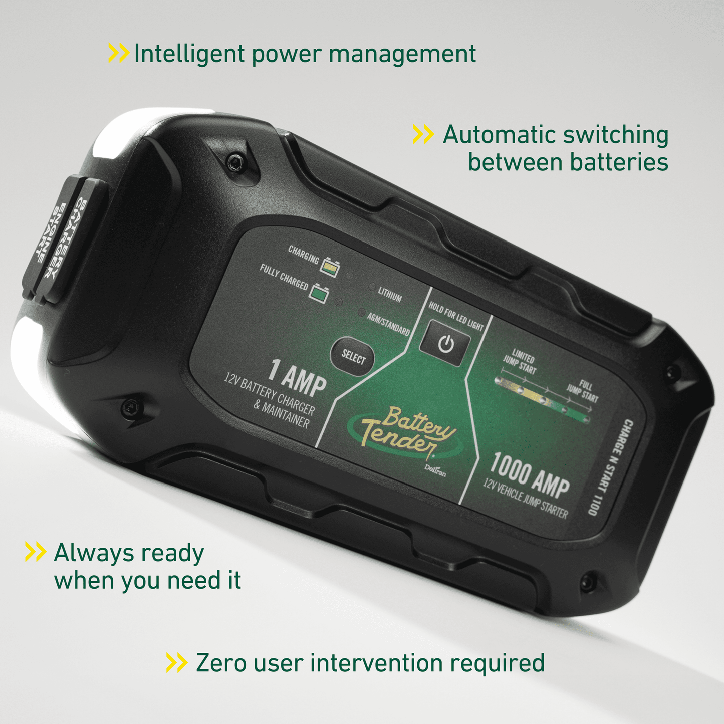 Battery Tender Charge N Start 1100 - 12V 1A Automotive Battery Charger & 1000A Jump Starter