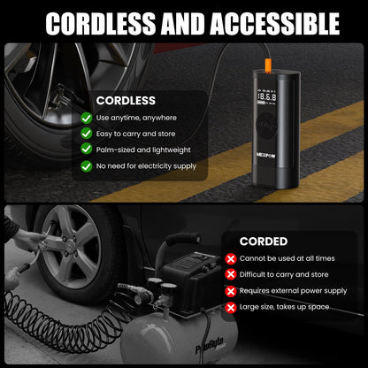 NEXPOW Tire Inflator Portable Air Compressor, 150PSI Cordless Bike Tire Pump with Auto-Shuts off, 8000mAh Air Pump for Car Tires for Car, Bike, Ball