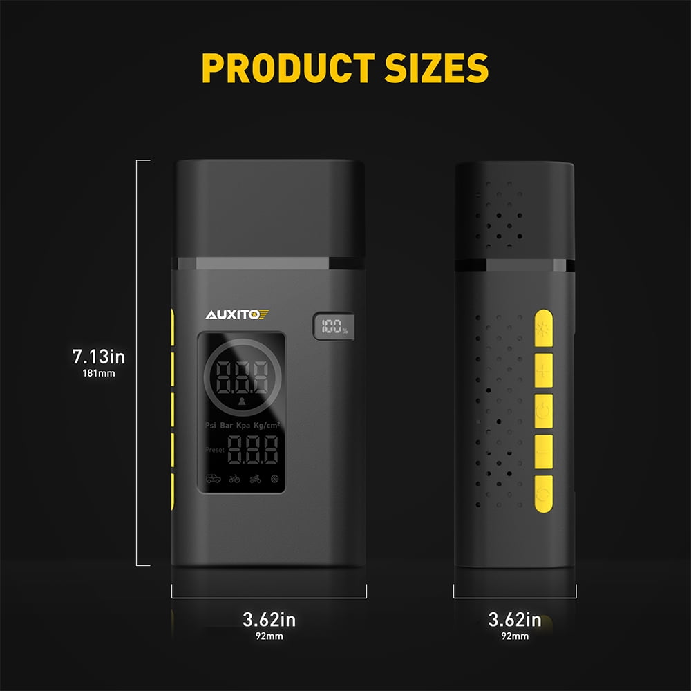 AUXITO Tire Inflator Portable Air Compressor, 150 PSI Cordless Air Pump with 7800mAh Rechargeable Battery for Car, Truck, Motorcycle Tires & Ball, Compact Bike Pump
