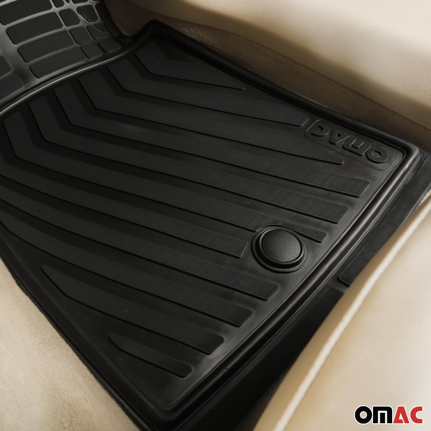 OMAC Floor Mats Liner for Car 3D All-Weather Front Rear Semi-Custom fit 4 Pcs Set Black