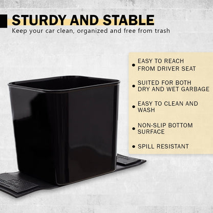 Haussimple Car Trash Can Spill-Proof Garbage Bin Auto Interior Organizer with Stabilty Flap (Black)