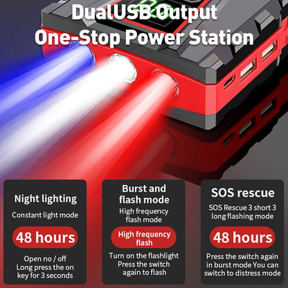 DEISNGB Portable Car Jump Starter 5000A Peak, 99800mAh Battery, LED Charger, Power Bank, Safety Features