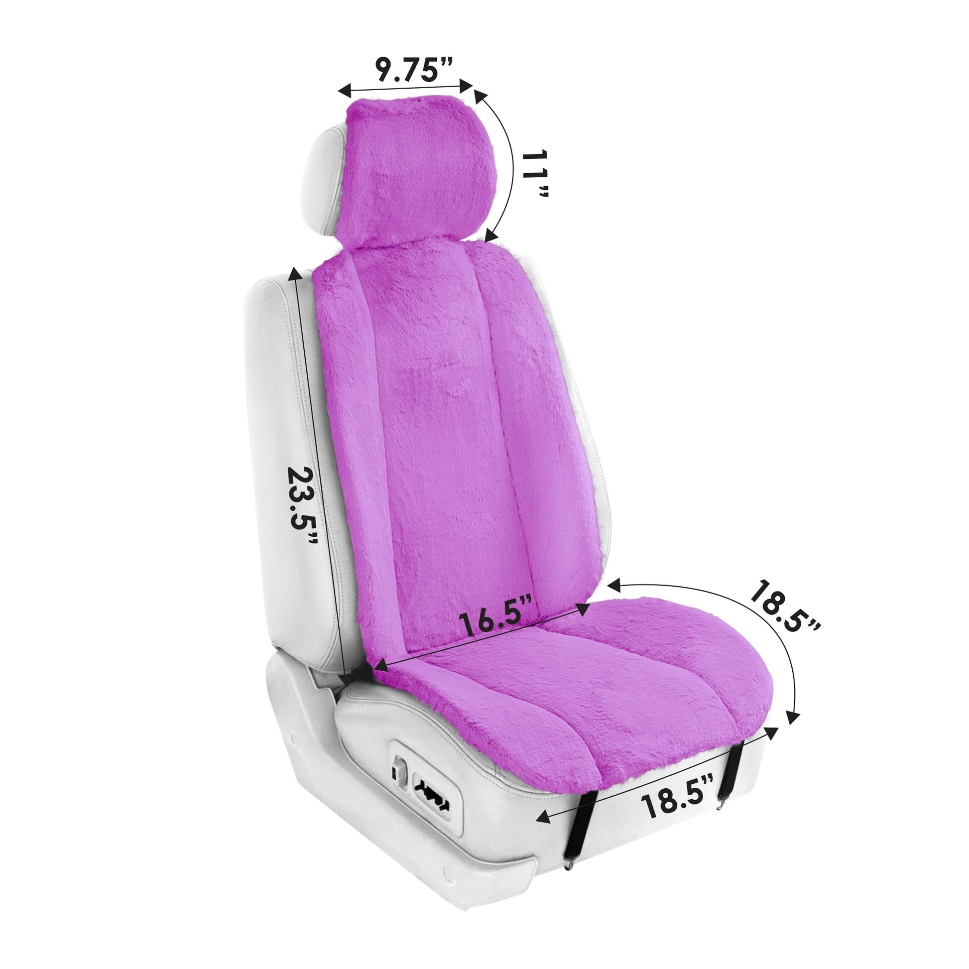FH Group Universal Fit Doe16 Faux Cozy Soft Fluffy Warm Fur Car Seat Cushions Fit For Car Truck SUV Van, Comfortable, Warmth & Breathable – Purple Front Set