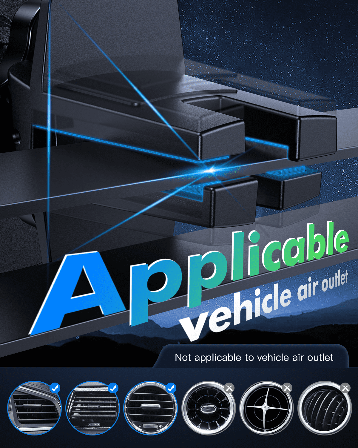 Car Mag-Safe Wireless Charger - Car Mount Fast Charging Air Vent Phone Holder Mount for iPhone 17/16/15/14/13/12 - Black