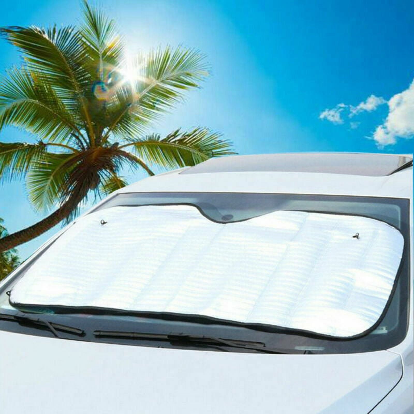 VONTER Car Windshield Sunshade Car Sun Protector Foldable Front Window Shade-Thicken 5-Layer Bubble for Auto Windshield Sun Shade UV Protection and Heat Reflector 51"x 23" (Silver)