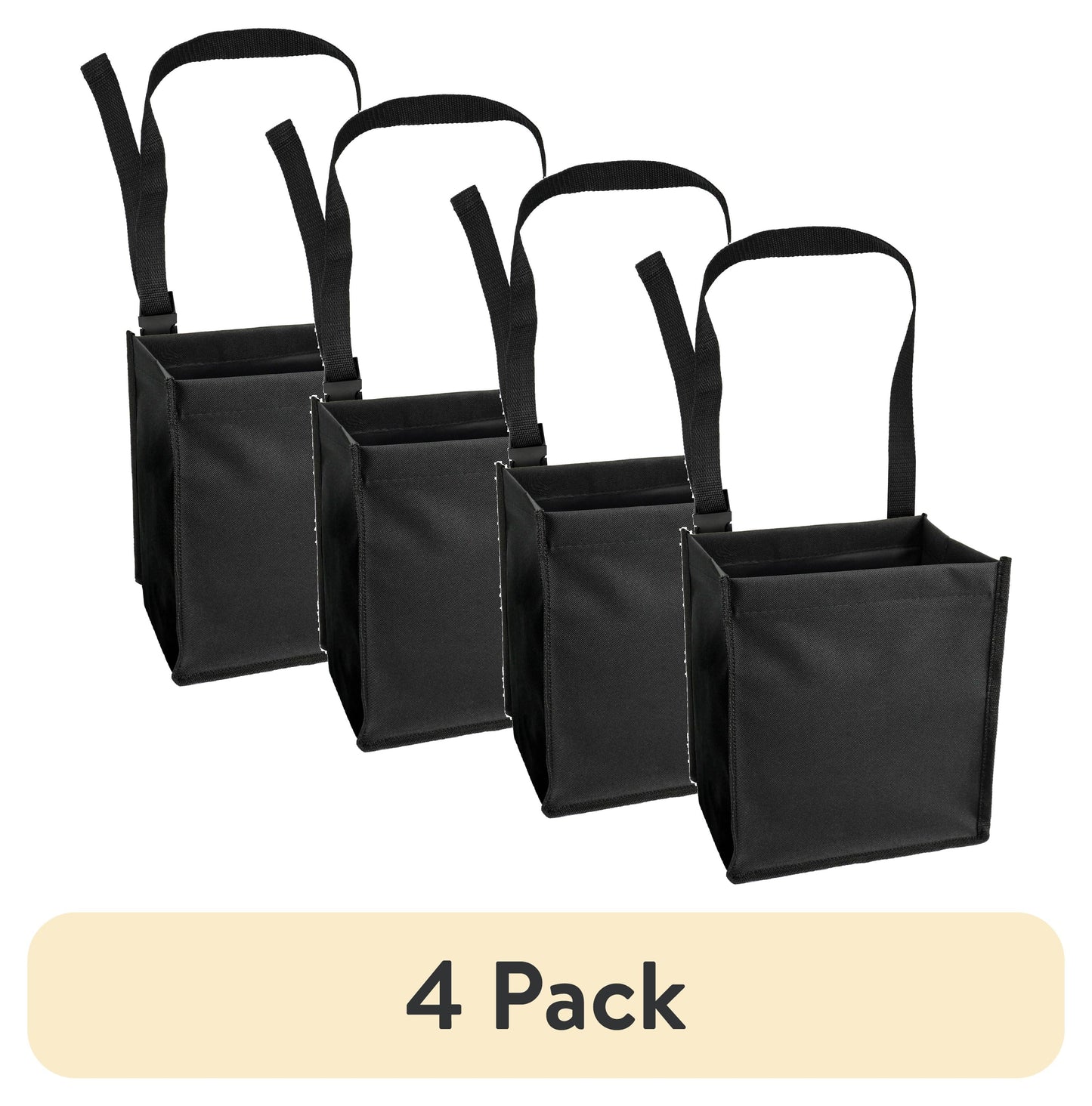 (4 pack) Auto Drive Trash Bin Collapsible Portable Auto Garbage Bag Multipurpose Car Organizer (Black)