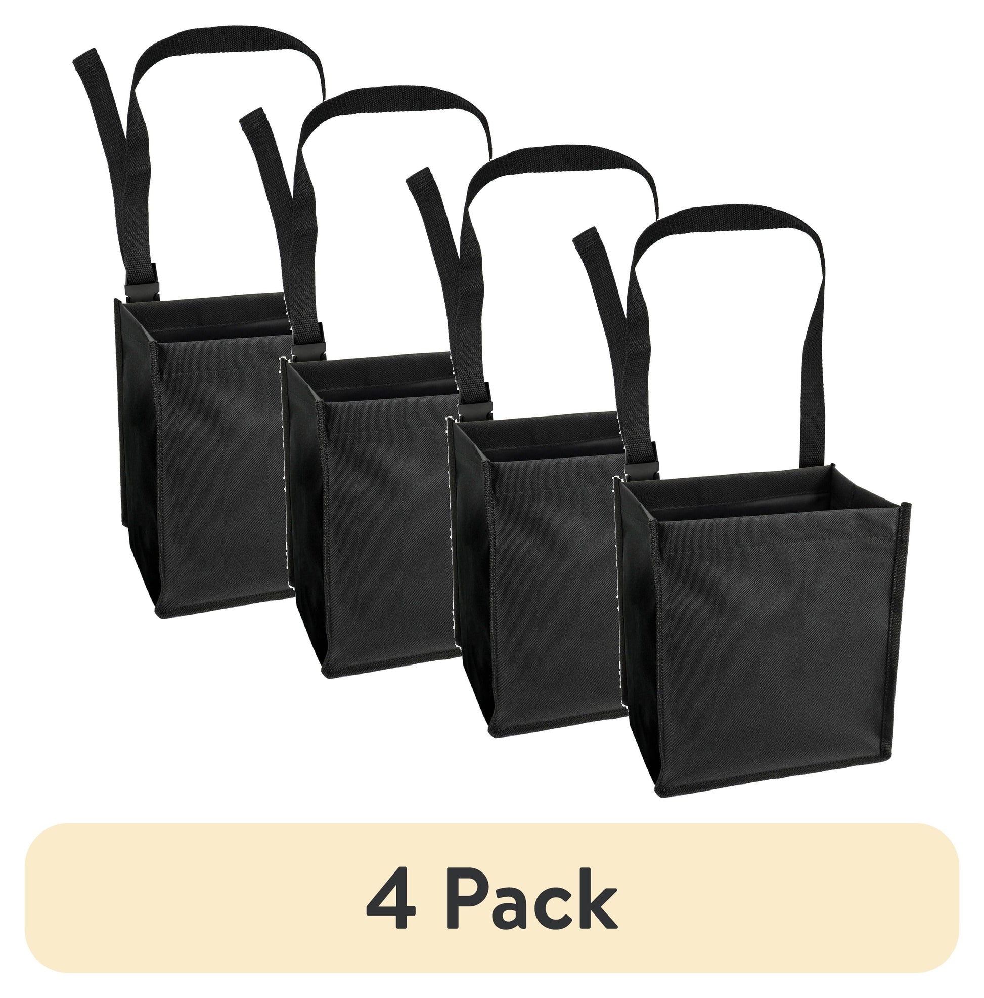 (4 pack) Auto Drive Trash Bin Collapsible Portable Auto Garbage Bag Multipurpose Car Organizer (Black)
