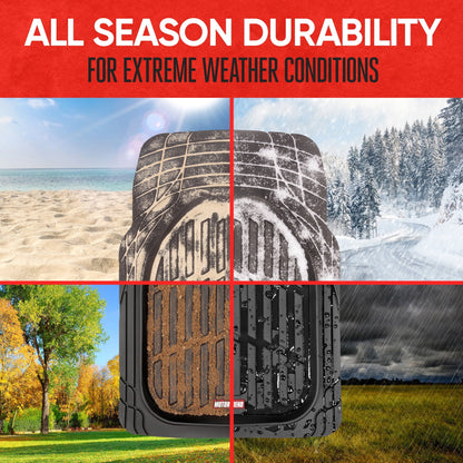 Motor Trend FlexTough Contour Deep Dish Heavy Duty Rubber Floor Mats for Car SUV Truck & Van - All Weather Protection (Deep Dish 2)