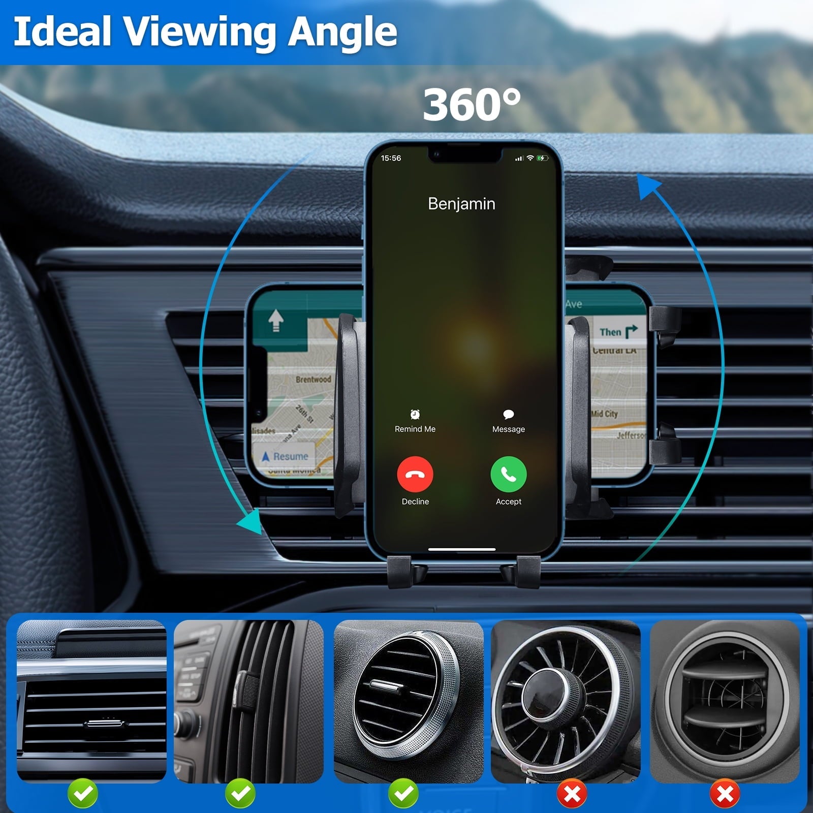 Vansky Suction Cup iPhone Car Mount with Air Vent Phone Holder