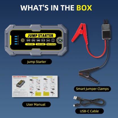 KAIPARA 4000A Car Jump Starter, 37000mWH Portable Power Bank for 12V Gas/Diesel Engines, with LED Light, Compass & Quick-Charge