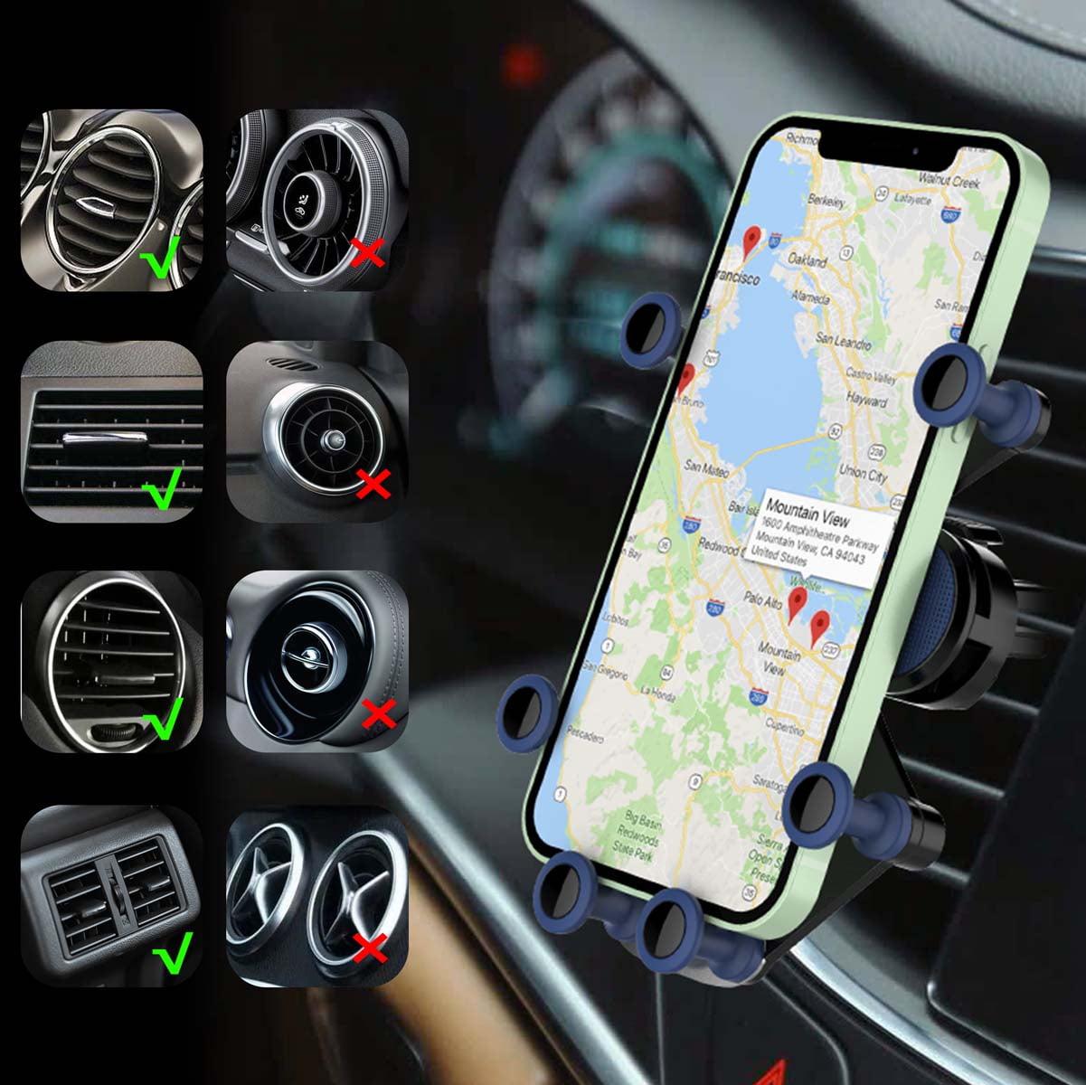 Njjex Phone Holder for Car Mount Air Vent for iPhone SE 2020 / 11 / 12 Pro Max XR XS Max / Galaxy S9 S10 S20 Ultra Note 20 10 Ultra / Moto G Stylus E 2020 / LG Stylo 6