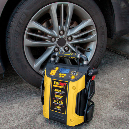 EverStart Maxx J5CPDE 1400 Peak Amps Jump Starter, Power Station, 500W Inverter, 120 PSI Compressor